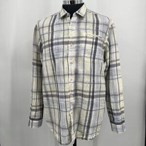 Tommy Bahama 100% Linen Plaid Long Sleeve‎ Shirt Mens Size XL Coastal Beach Ken